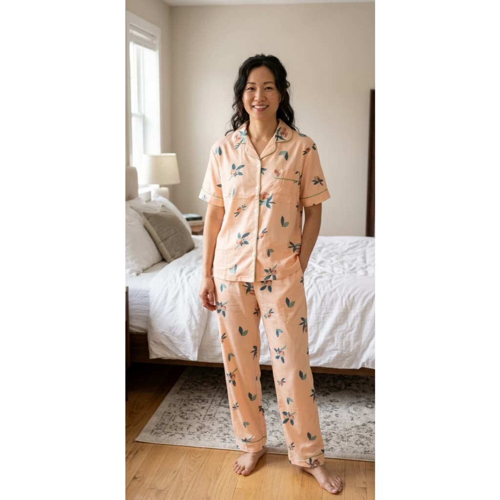 Conjunto de Pijama Feminino Americano  - Estampa Floral Amarela REF- 2541