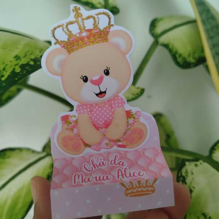 PORTA BIS DUPLO CHA DE FRALDA MENINA ROSA/URSINHA REALEZA/LEMBRANCINHAS PARA FESTA INFANTIL