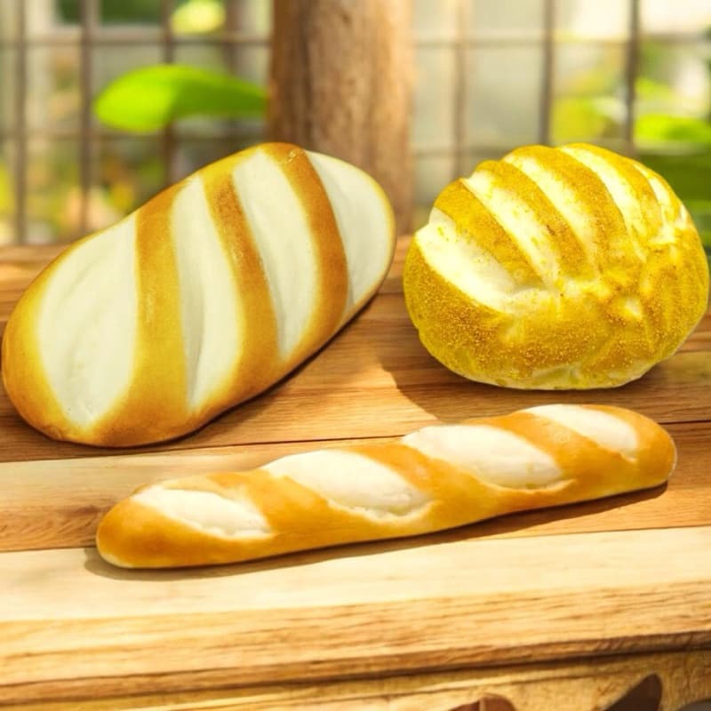 kit 3 pães artificiais grandes para santa ceia banha broa baguete