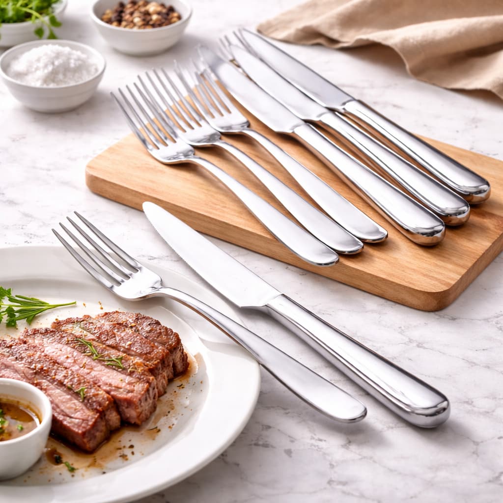 Kit 100 Talheres Garfo E Faca Em Aço Inox Atacado Restaurante Buffet Churrasco Eventos