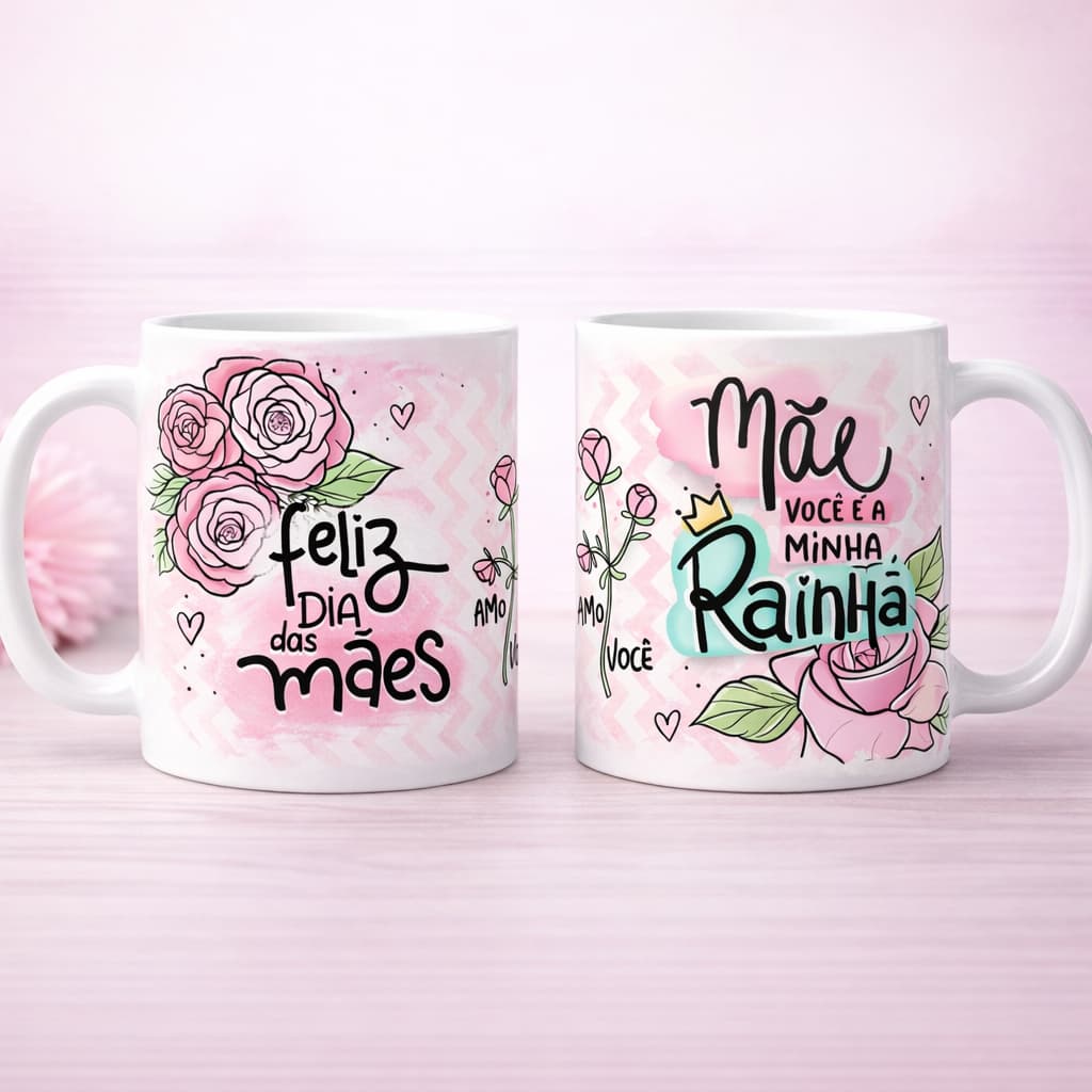 Caneca Dia das Mães Personalizada  Presente Criativo Com Frase Mãe Você é Minha Rainha
