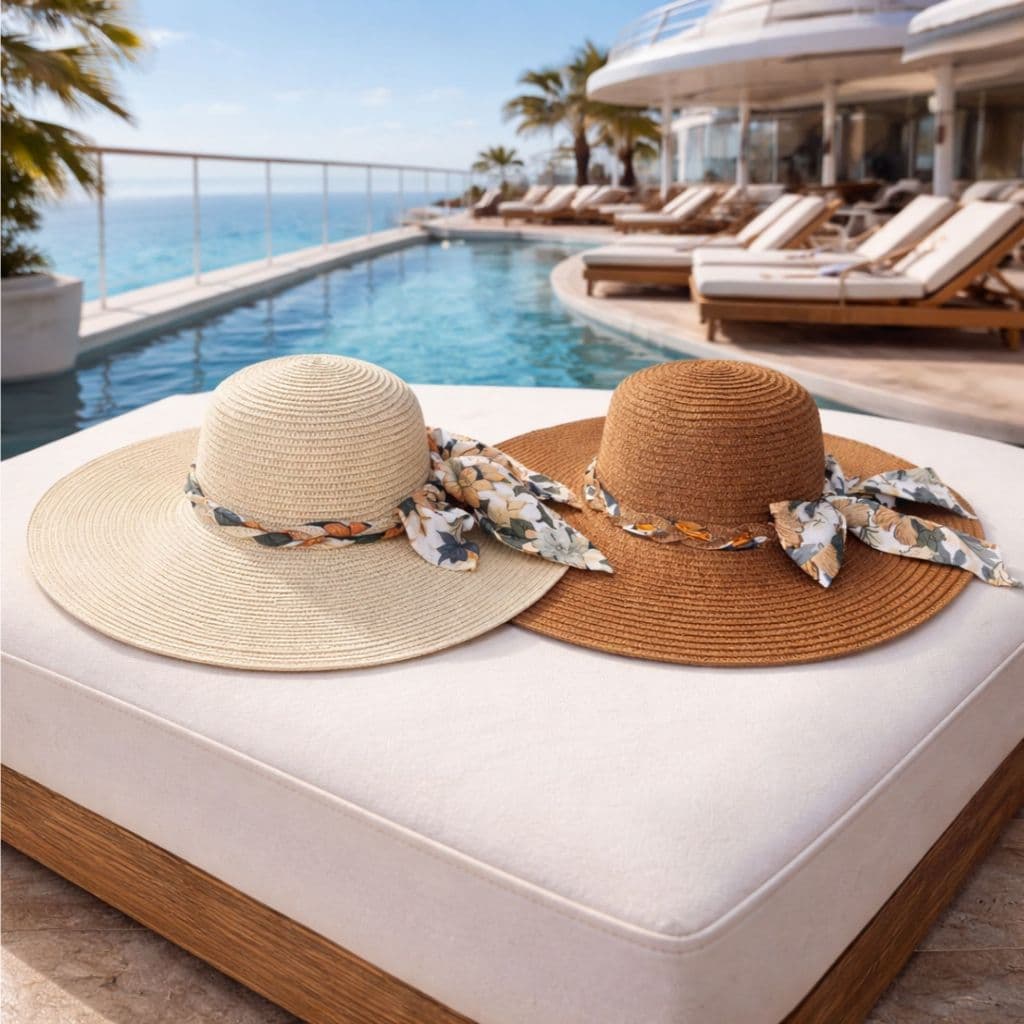 Chapéu Feminino Praia Aba Larga Chapéu de Sol Elegante Proteção UV Moda Verão Tendência Luxo