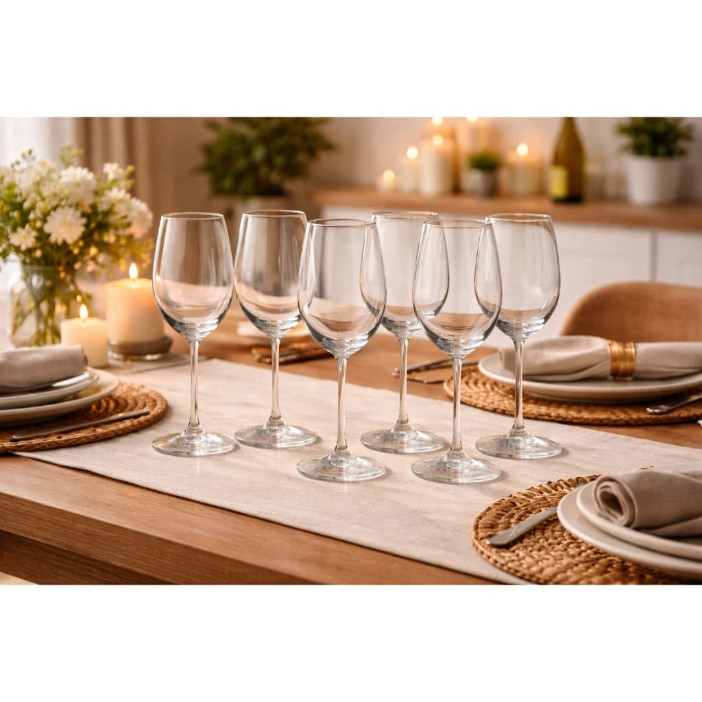 Jogo Taças Cristal 440 Ml Transparente 6 Peças Conjunto Elegante Resistente