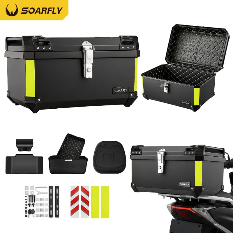 Soarfly Bau Para Moto Bau Para Motocicleta 65 Litros-Suporte De Montagem Plastico Reforcado