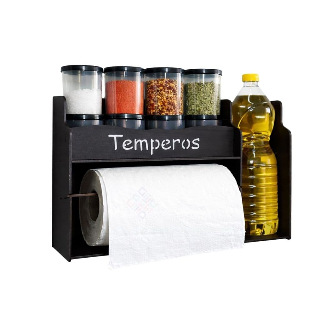 Prateleira 8 Potes Porta Temperos Mesa Parede Mdf Pintado Pote Tempero Porta Condimentos Mantimentos
