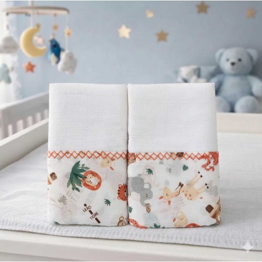 kit 2 Toalha Banho Bebe de Fralda Recém nascido Enxoval Maternidade algodão