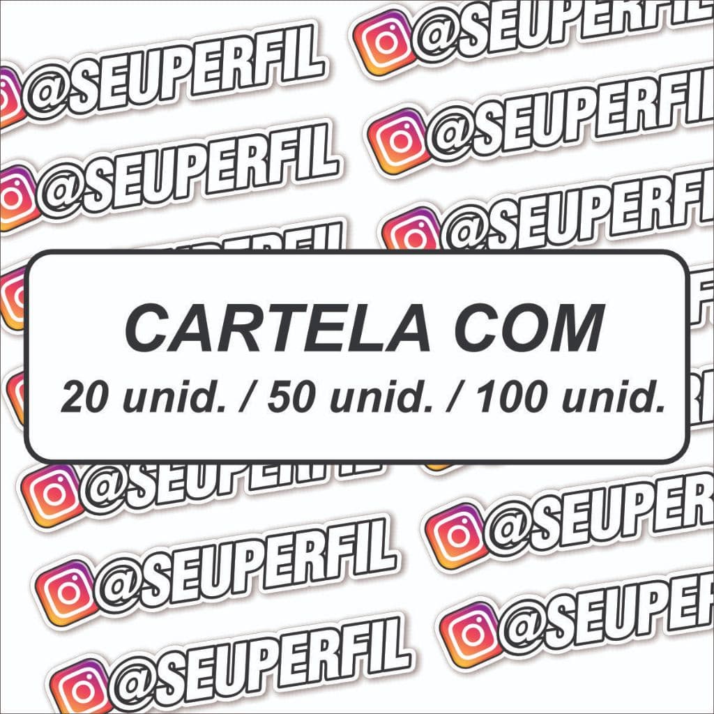 Cartela Adesivos personalizados Holográfico e Branco com seu @ Insta - para Carro Moto Notebook