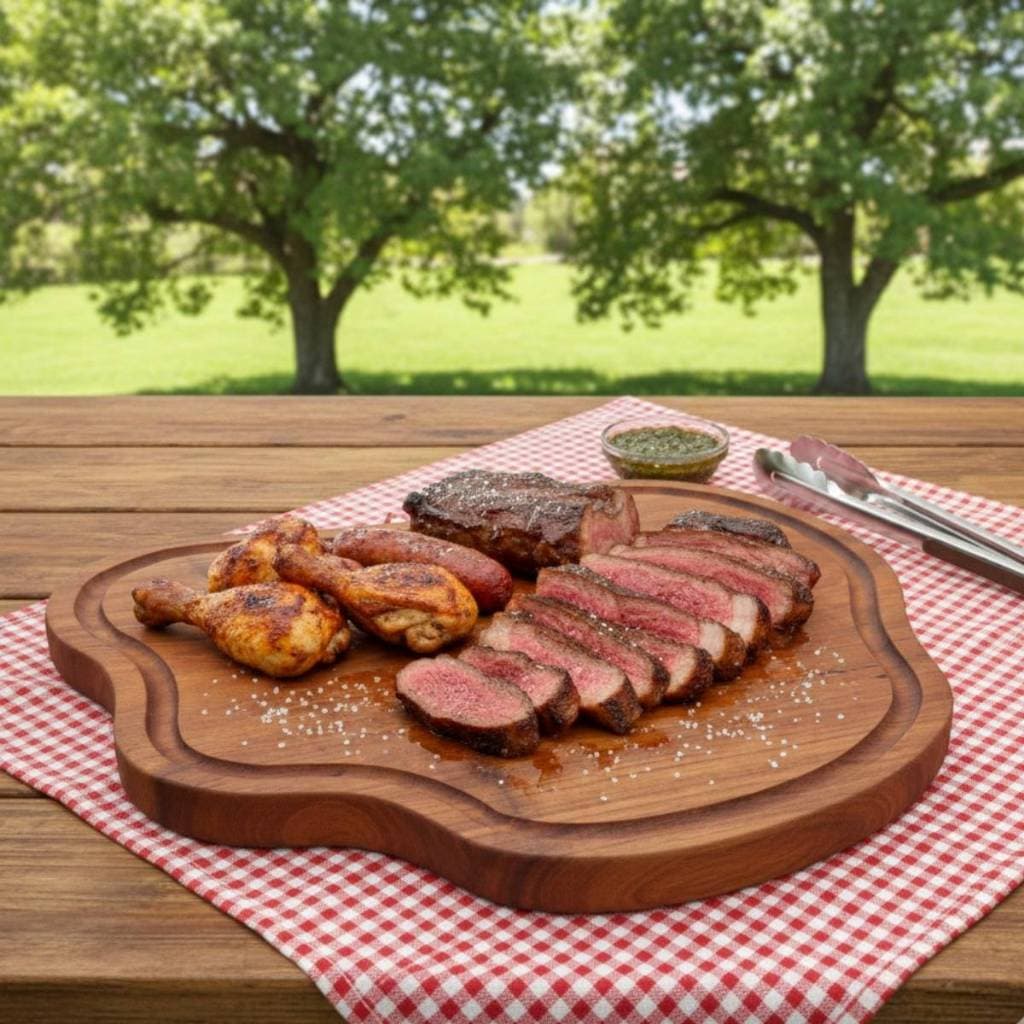 Tabua de Carne Churrasco Grande Rústica Orgânica Tora Grossa Bolacha Madeira Resistente Presente