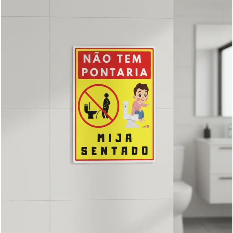 Kit 4 Placa Advertencia Aviso Sinalização Não Urinar Chão Banheiro