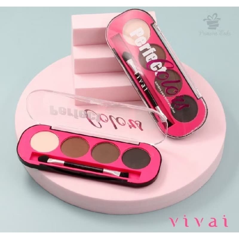 Paleta de Sombra para Sobrancelhas Vivai– Kit Completo com Aplicador 4 cores