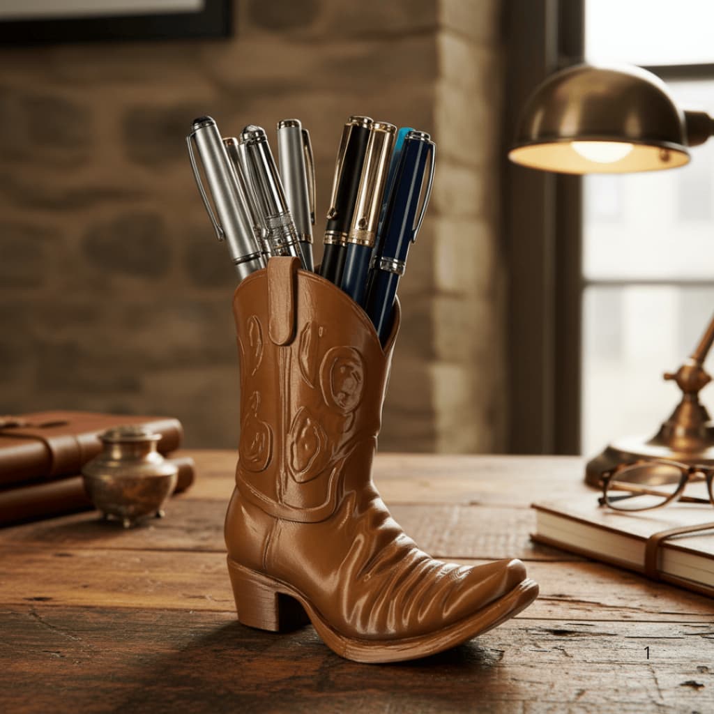 Porta Lápis / Canetas de Bota Country – Organizador de Mesa Criativo e Decorativo