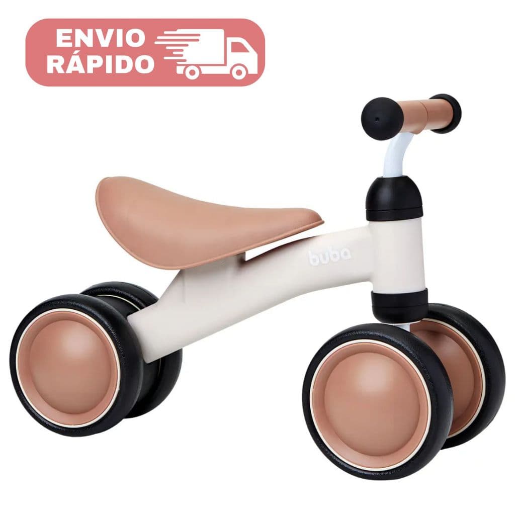 Bicicleta Infantil 4 Rodas Sem Pedal Buba Bike Equilíbrio Bebê Primeiros Passos BEGE