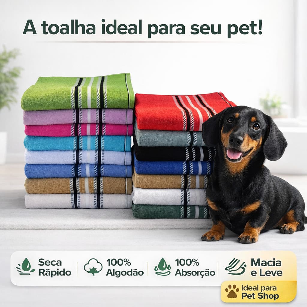 Toalha para Cachorro e Gato AVULSA Banho PetShop Secagem Rápida 100% Algodão Avulsa Diversas Cores