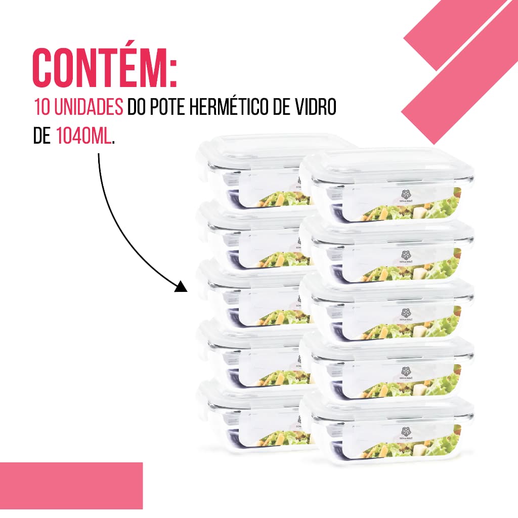 10 ou 4 Potes Herméticos Porta Mantimentos 1040ml Marmita Com Tampa Pote de Mantimentos Para Cozinha