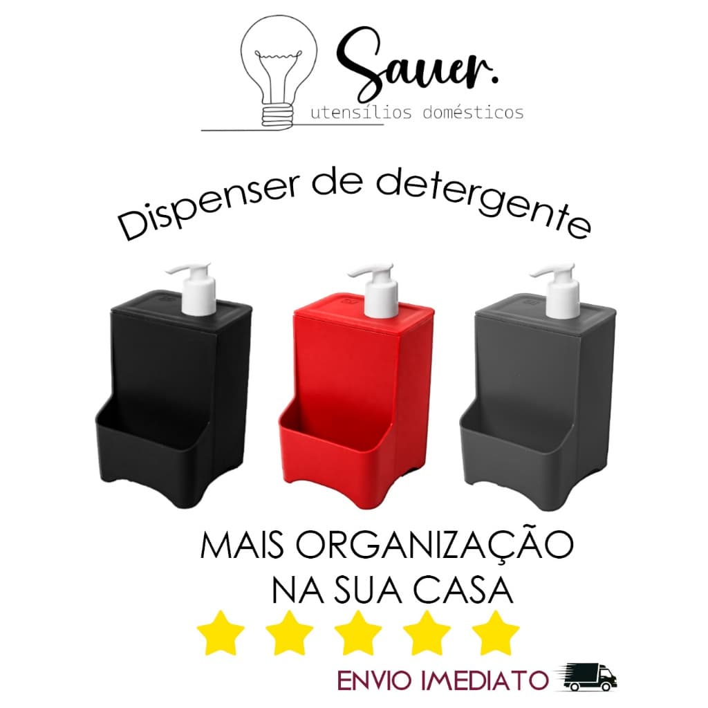Dispenser Porta Detergente e Esponja 2 em 1 Organizador Pia Cozinha Resistente BPA Free