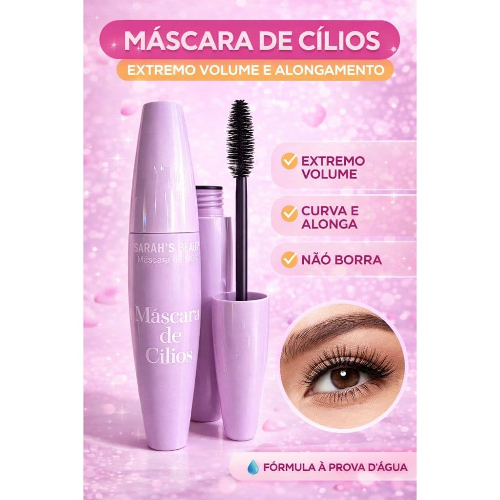 Máscara Para Cílios Rímel A prova d'agua Sarah's Beauty