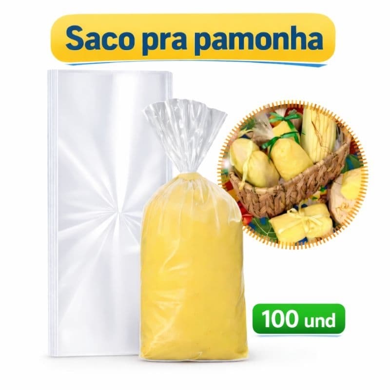 100 saco plastico para pamonha 8x24 transparente vai ao fogo