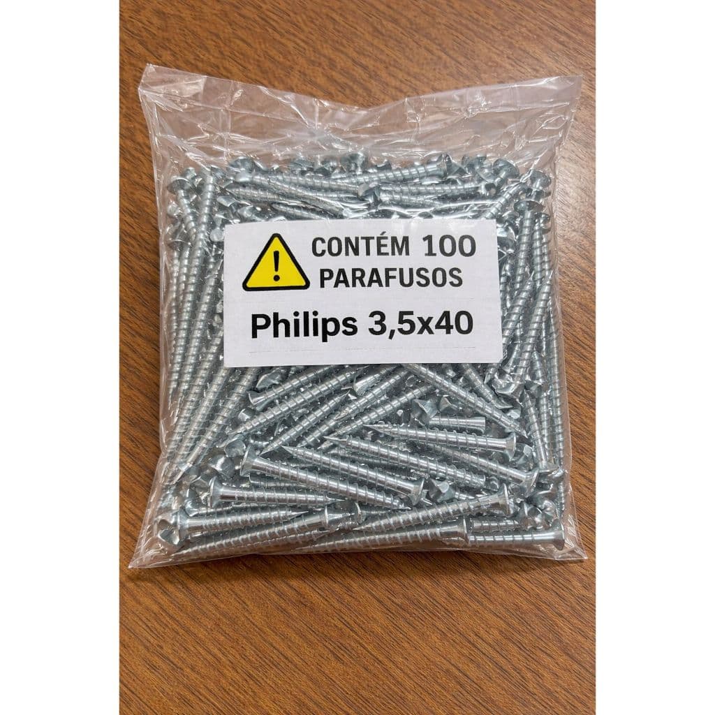 Parafusos Philips 3,5x40 Kit com 100 Peças Fixação Segura e Precisa 100 Un