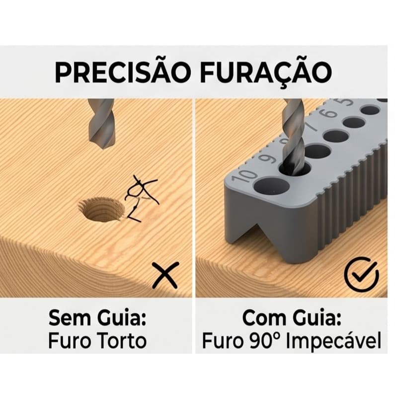 Kit 2 Gabarito Guia De Furação Para Brocas 4mm A 10mm - Furos Retos