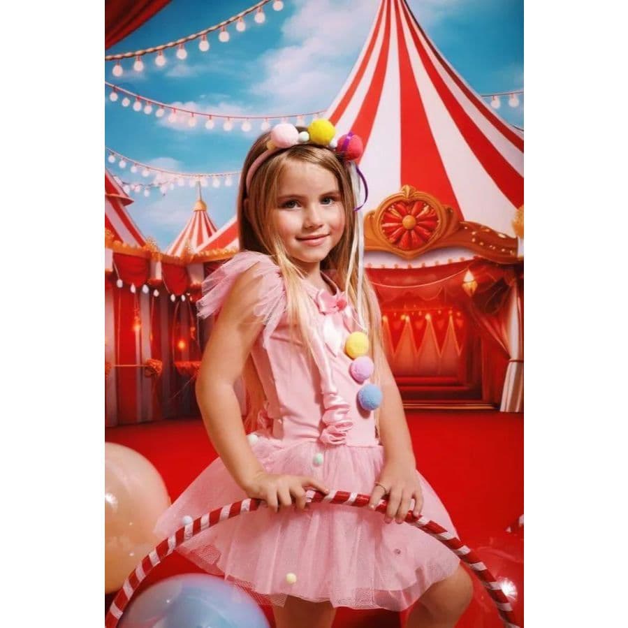 Fantasia Circo Rosa Infantil Luxo Menina Vestido Palhacinha Tule Festa Aniversário Mesversário Elegante