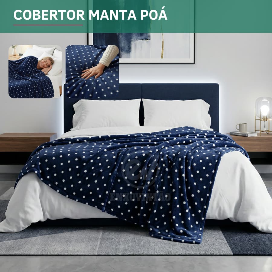 Manta Casal Poá 2,00x1,80 Cobertor Quentinho Inverno Toque Macio Aveludado Sofá Cama Luxo Premium