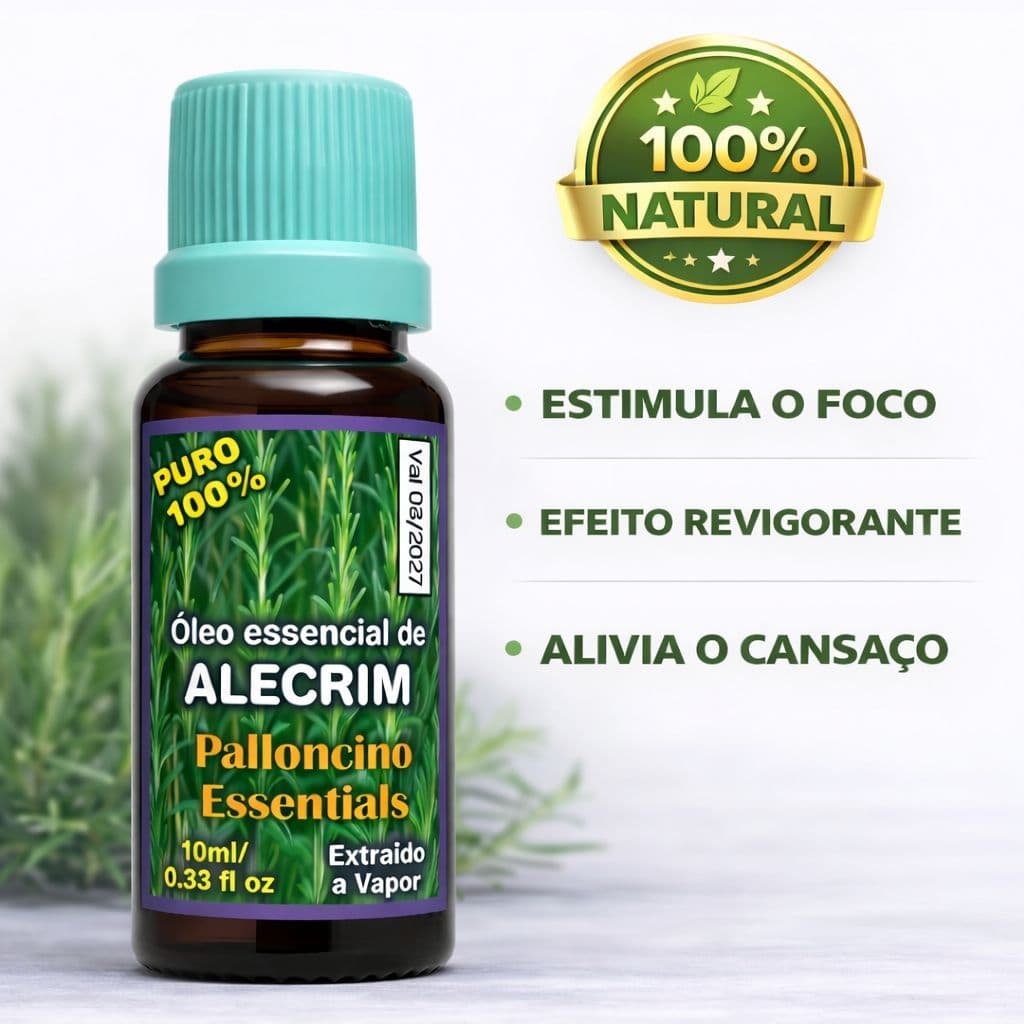 Óleo essencial de alecrim 10ml puro natural aromaterapia cabelo bem-estar