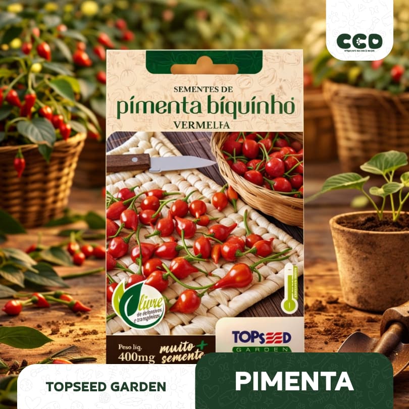 Semente Pimenta Biquinho Topseed 400mg para Horta e Vaso