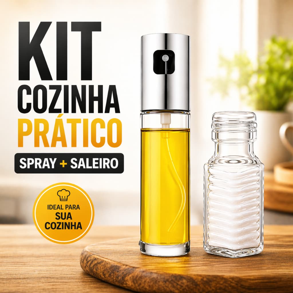 Spray de Azeite Borrifador Vinagre Óleo Pulverizador + Saleiro