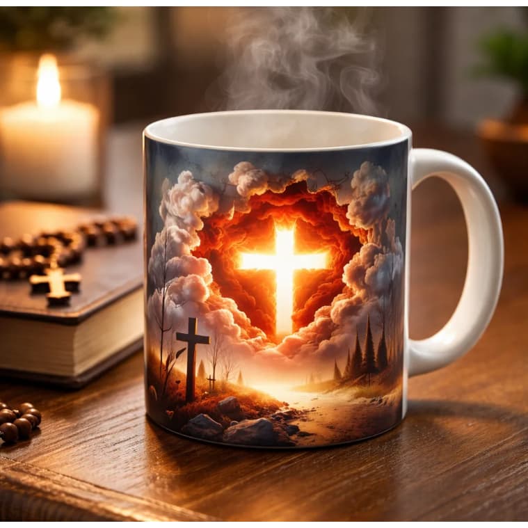 Caneca religiosa porcelana 3d resistente ótima para rotina diária
