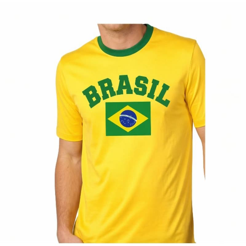 Camiseta Feminina - Masculina T-shirt Amarela Estampada Brasil - Estilo Esportivo Casual Confortável