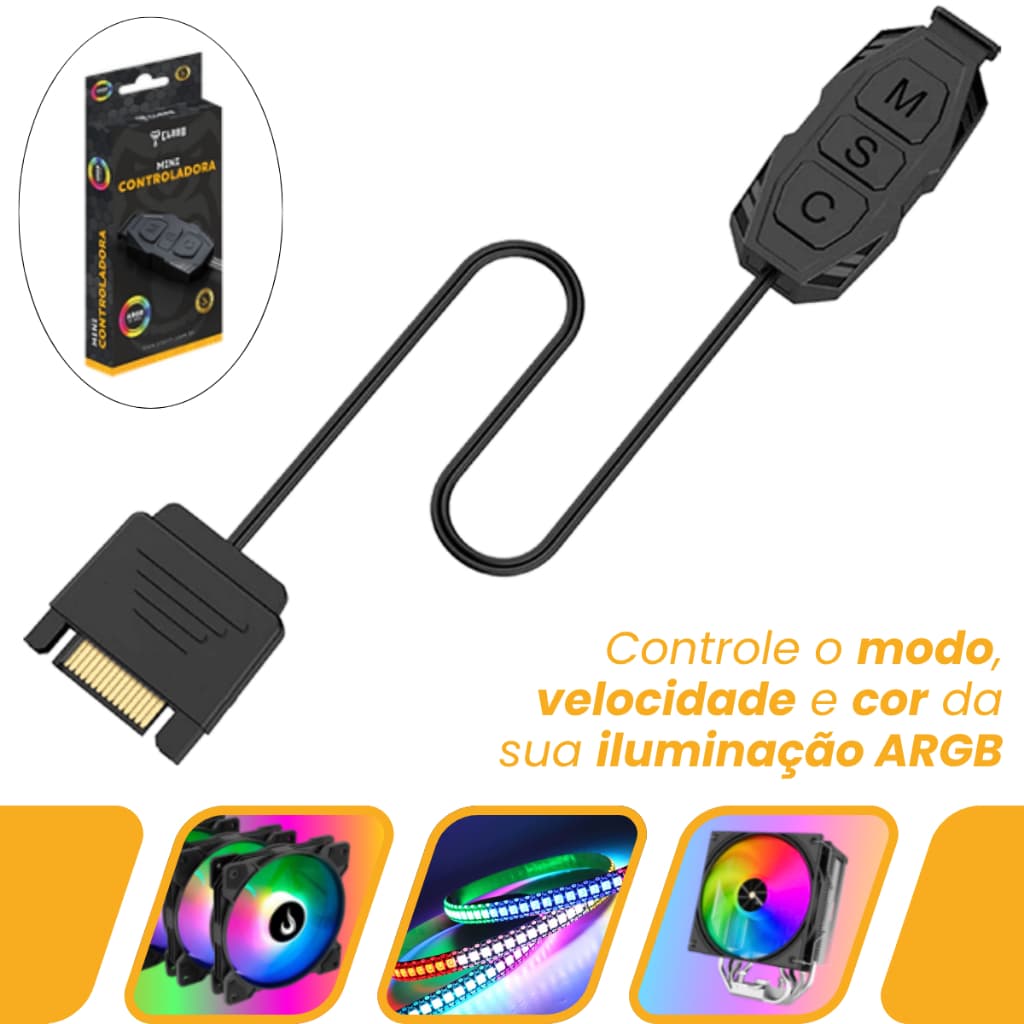 Mini Controladora Luz Led Argb Cooler Fan Aura 5v 3 Pin Sata