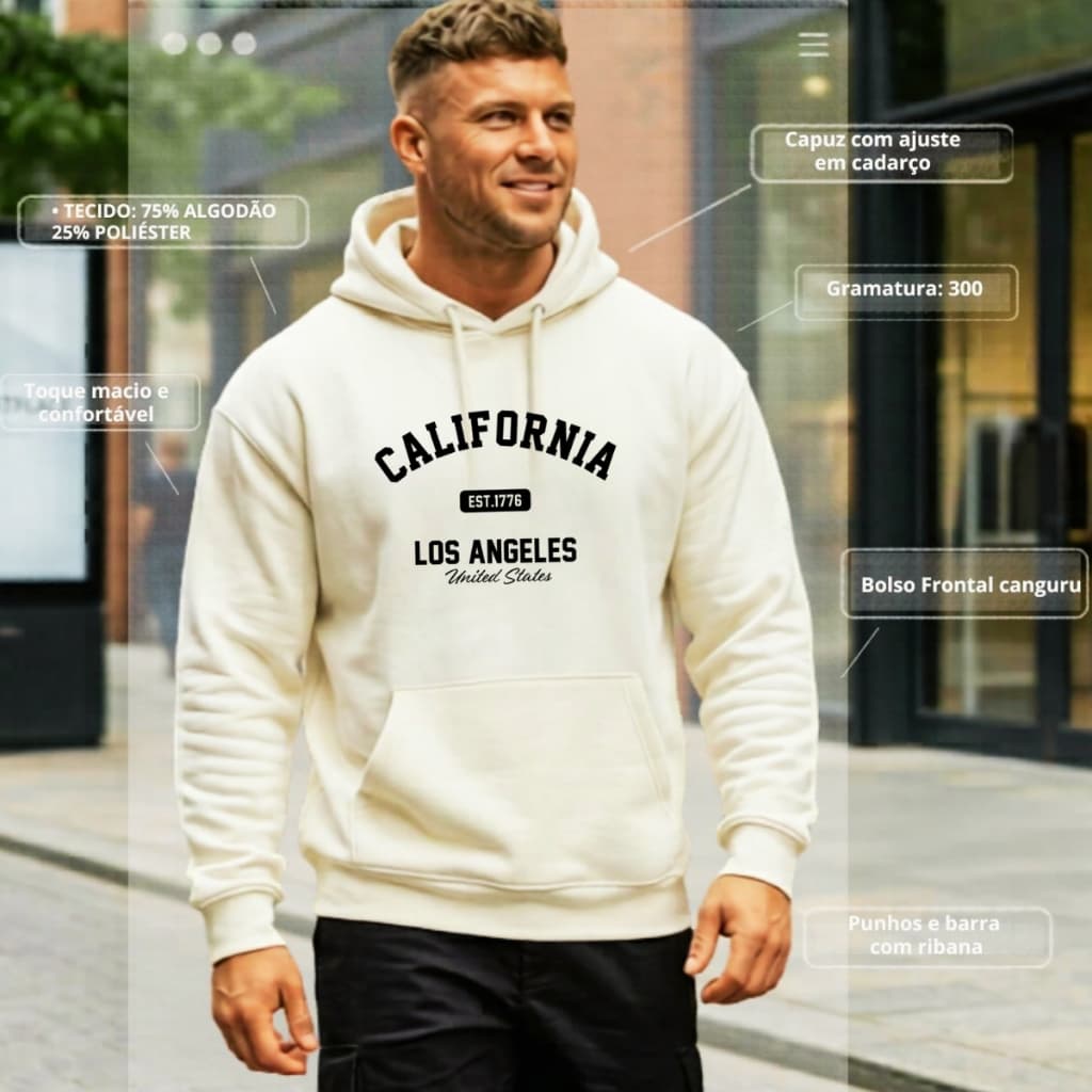 blusa de frio moletom masculino feminino bolso  inverno branco Streetwear casaco de frio Califórnia blusão