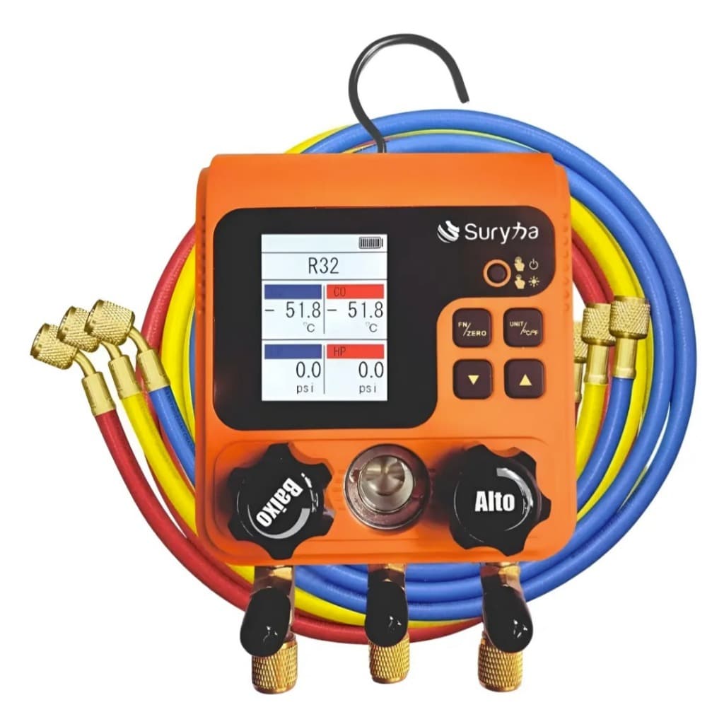 Manifold Digital Smart Suryha 92 Tipos de Fluidos + 3 Mangueiras 90cm