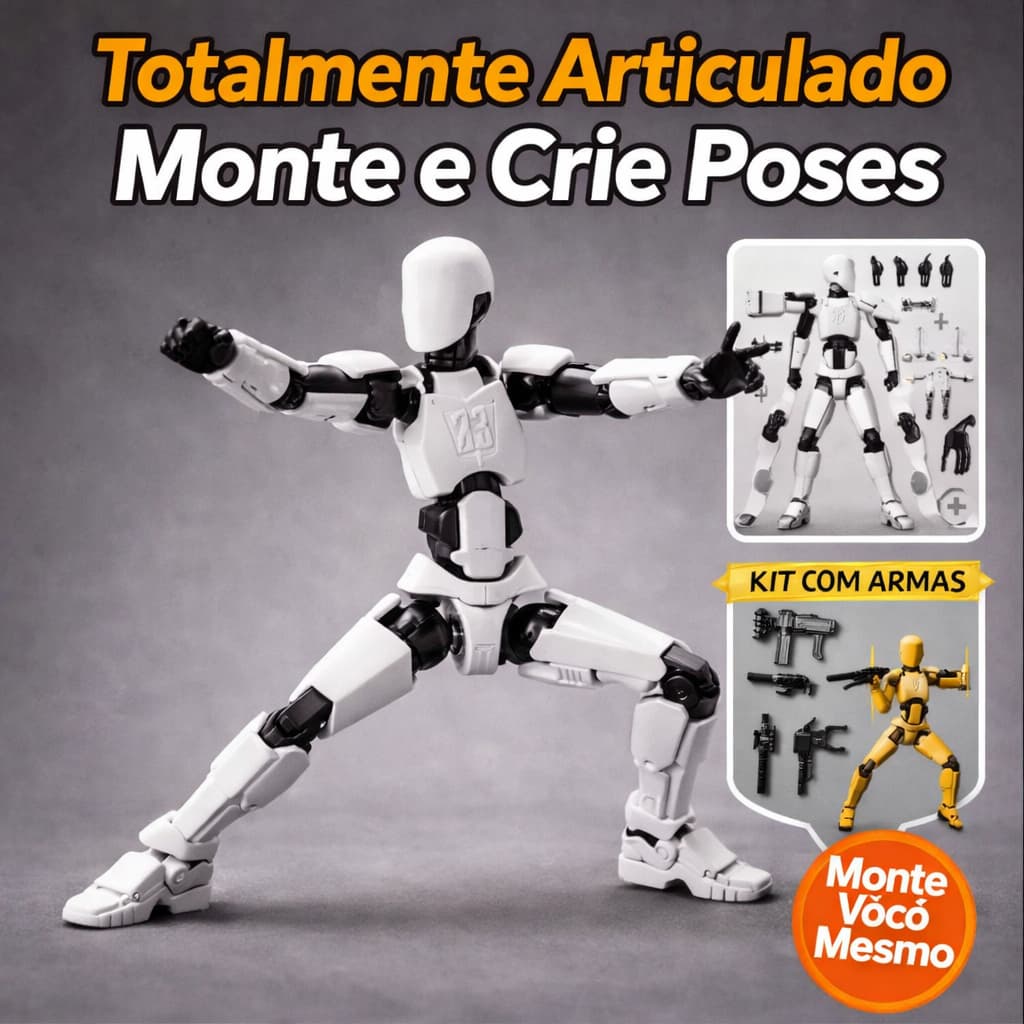 Dummy 13 Boneco Articulado Action Figure Para Pose Stop Motion Brinquedo Geek Colecionável Kit Armas