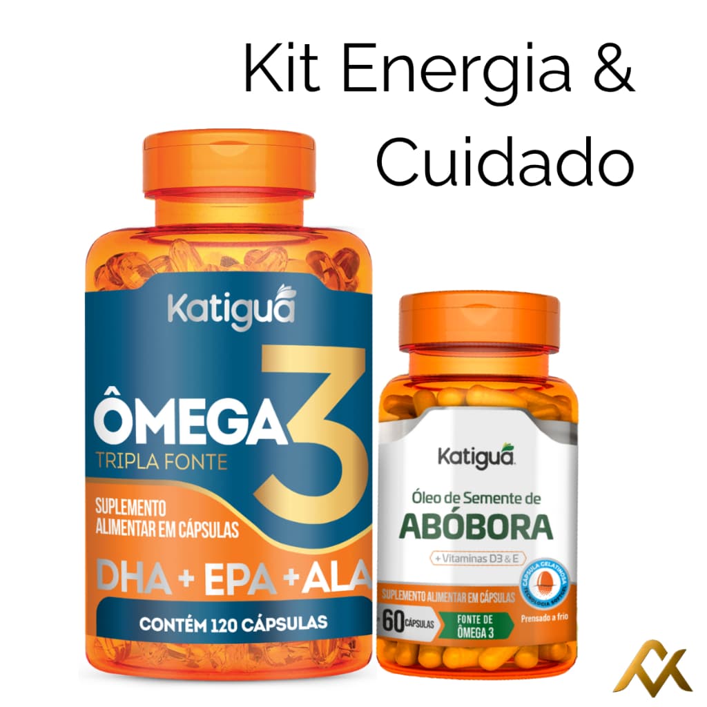 Kit Omega 3 1250 mg Oleo de Semente de Abobora 900mg Dha Epa Ala Capsulas em Gell