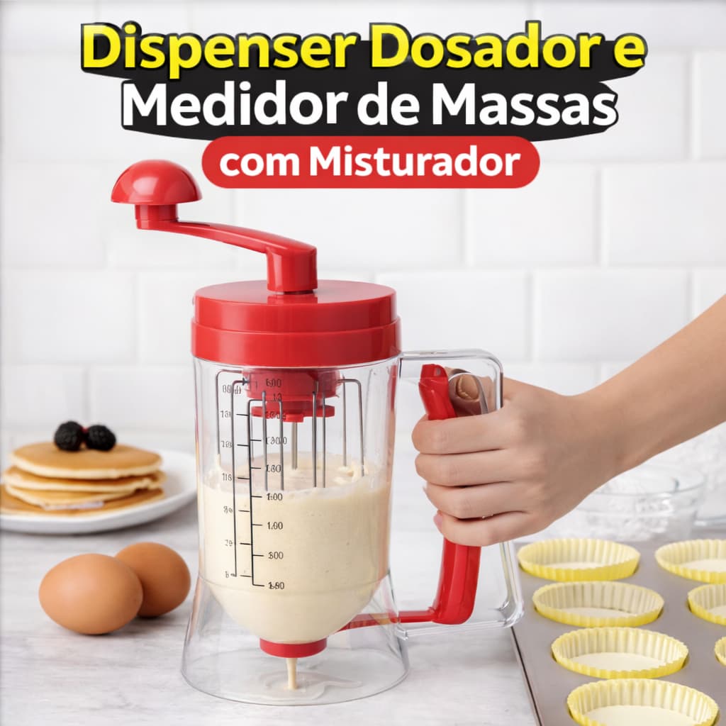 Dispenser Jarra Dosador Medidor de Massas 800ml Panqueca Waffle Cupcake Crepe Confeitaria