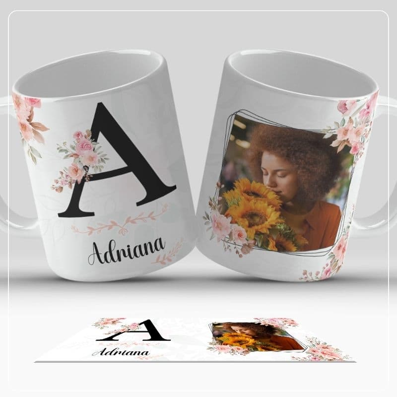 Caneca Personalizada com Foto e Nome | Presente Aniversário, Dia das Mães, Namorados | Caneca de Porcelana 325ml