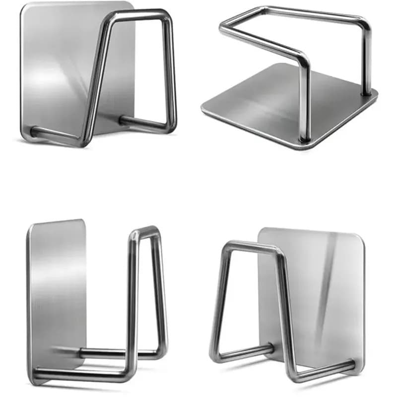 Gancho Adesivo Inoxidável Aço Inox Sem Furo- Cozinha Banheiro E Lavanderia-Prático Compacto e Eficiente Para sua Casa-