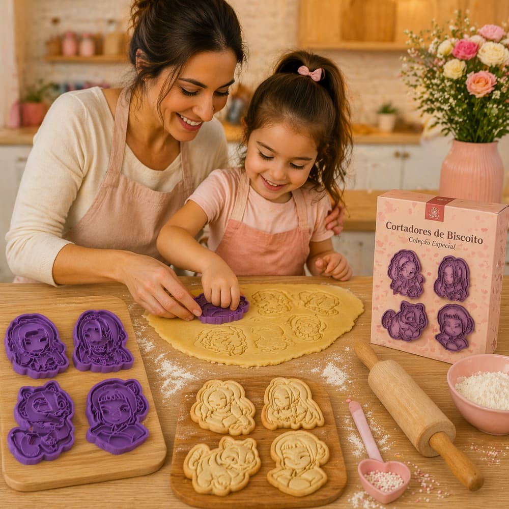 Kit 4 Cortadores de Biscoito Infantil Anime Fofinhos 6cm Cortador Bolacha Massinha Pasta Americana