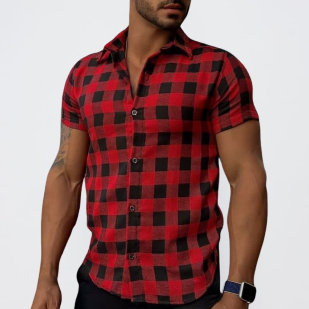 Camisa Xadrez Masculina Manga Curta SlimFit