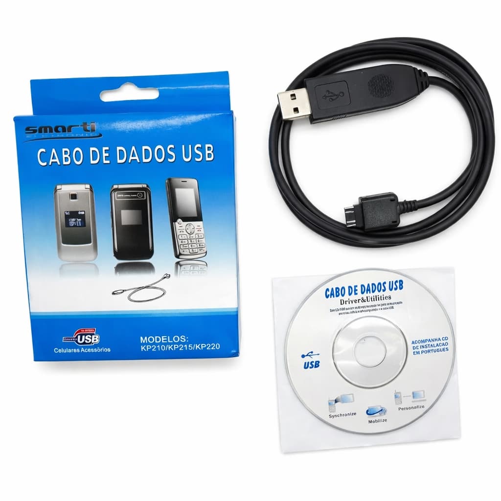 Cabo Usb +CD compatível com Celular LG Antigo Kp210 Kp215 Ke970 Kf755 Mg810
