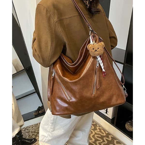 Bolsa Mochila Com Alça Transversal Linha Premium Reforçada Casual Lisa Básica Média
