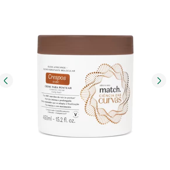 Match Ciência das Curvas Crespos: Creme Para Pentear, Máscara Capilar Hidratante. Boticário.