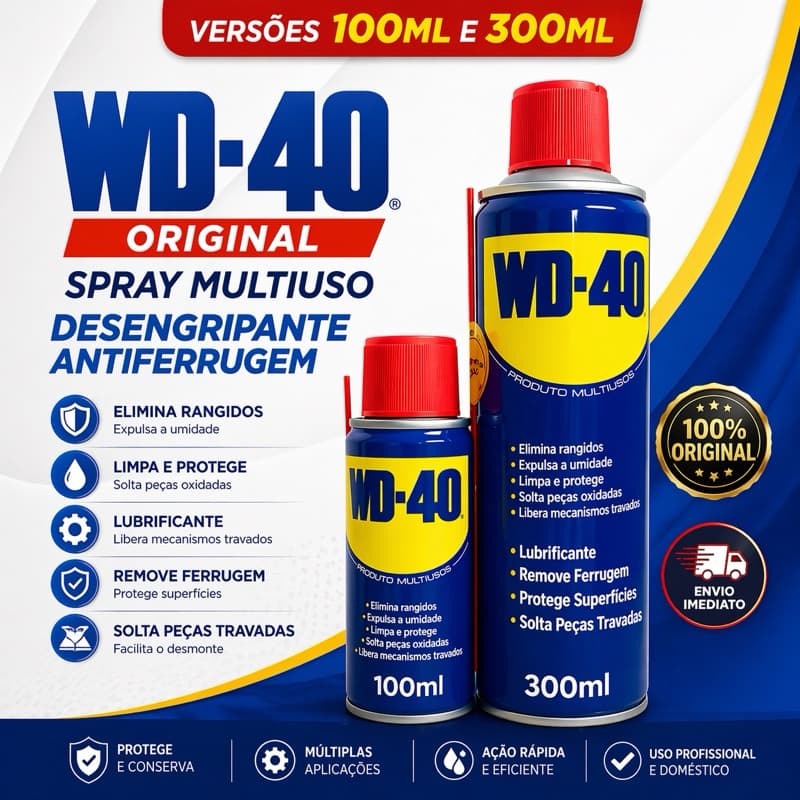 WD-40 Original Spray Multiuso Desengripante Lubrificante Antiferrugem 100ml e 300ml Profissional
