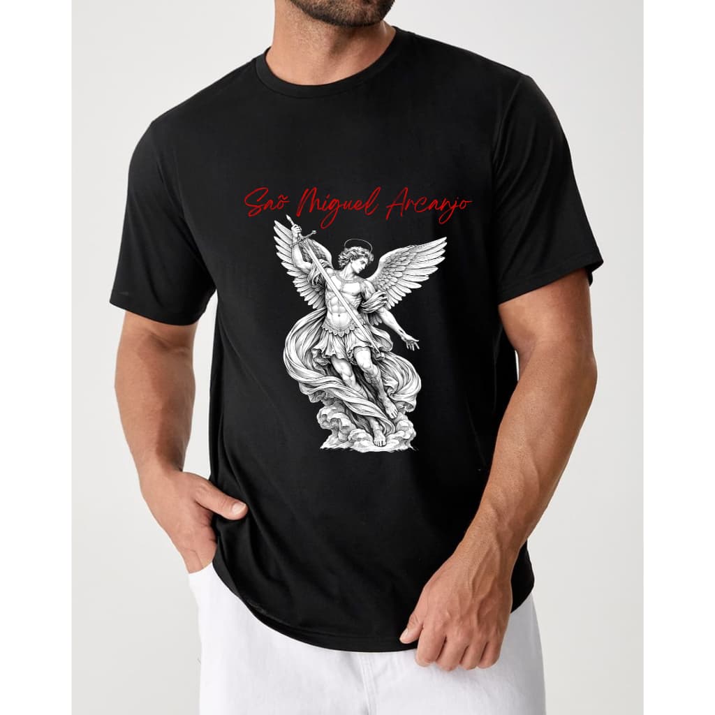 Camiseta São Miguel Arcanjo Católica Cristã Adulto e Infantil Unissex 100% Algodão Premium - Lançamento