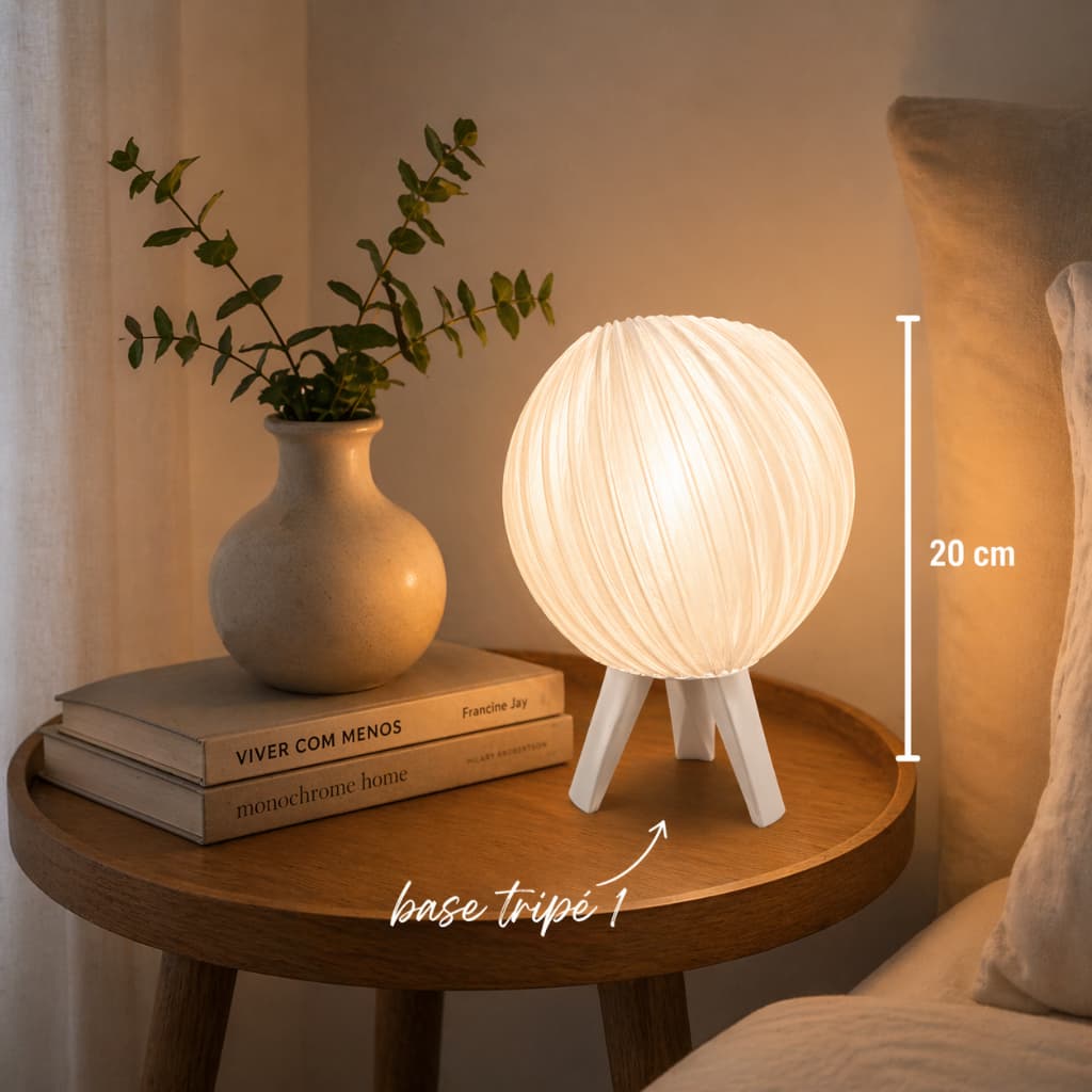 Abajur Luminária Decorativo de Mesa 20cm com Lampada para Quarto e Sala Escritório