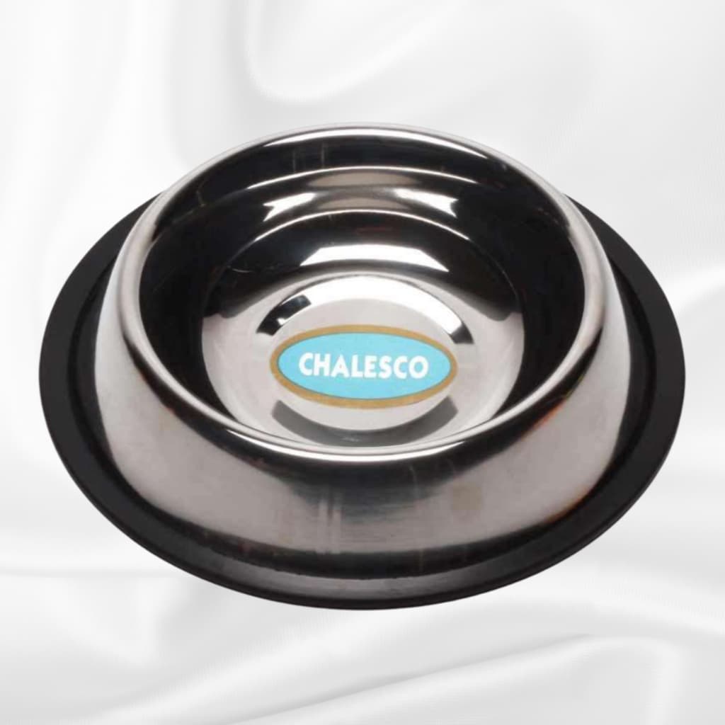 Comedouro Inox para Cães e Gatos com Base Antiderrapante - Chalesco
