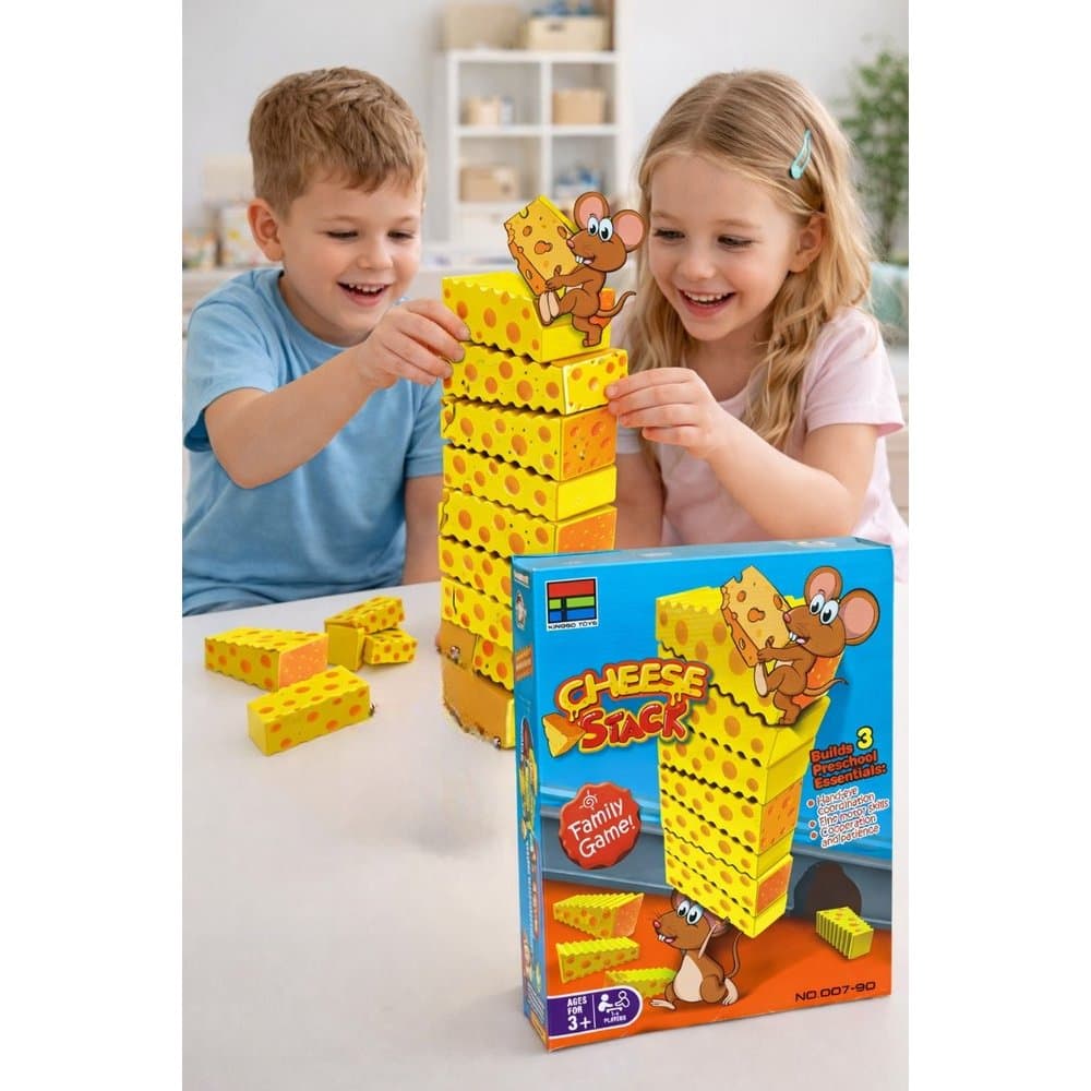Jogo De Equilíbrio Cheese Stack Empilha Queijo 20 Blocos Brinquedo Educativo Pedagógico Infantil