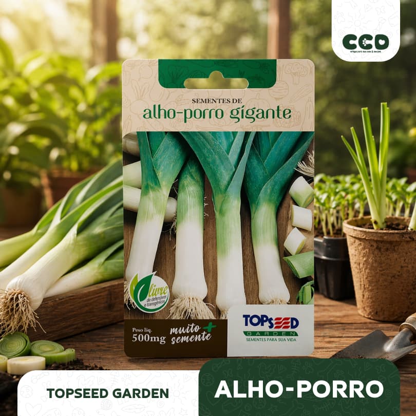 Semente Alho-Poró Gigante Topseed 500mg para Horta e Vaso