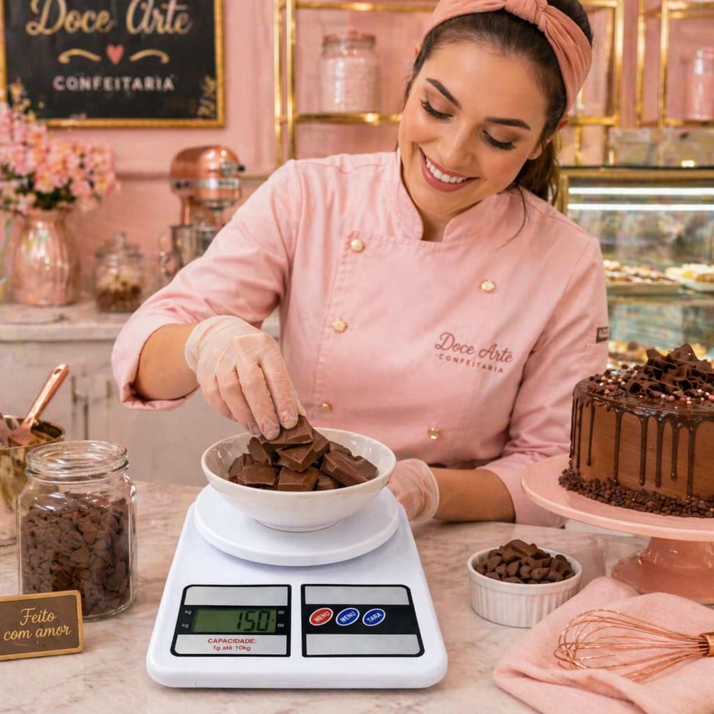 Balança Digital Cozinha Branca 10Kg Confeitaria Fitness Dieta Receitas